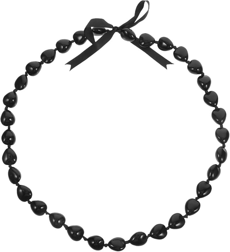 Black Graduation Necklace Acrylic Bead Lei Photo Booth Accessories Festive Party Jewelry - Image 1